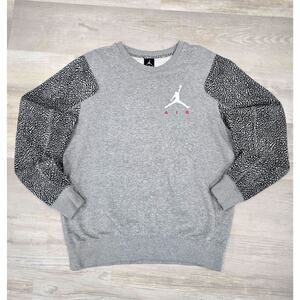 Jordan Crewneck Elephant Print Sweatshirt Men’s Size L Gray Black